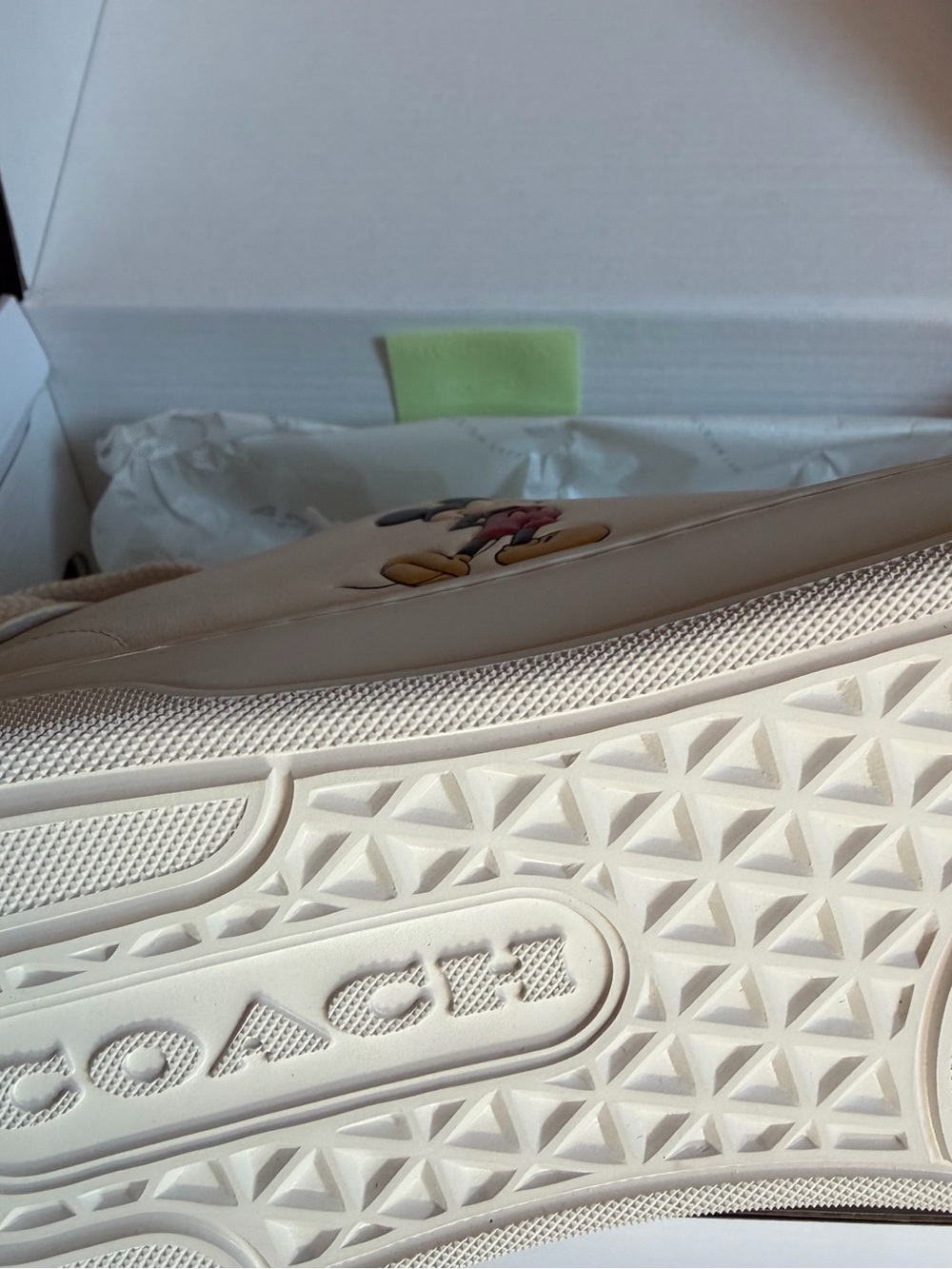 Coach Cream Leather Sneaker with Mickey Graphic - Picture 3 of 5